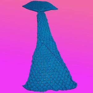 MODA-UP MERMAID TAIL CROCHET KNITTED THROW BLANKET BLUE WITH PURPLE SPECKS